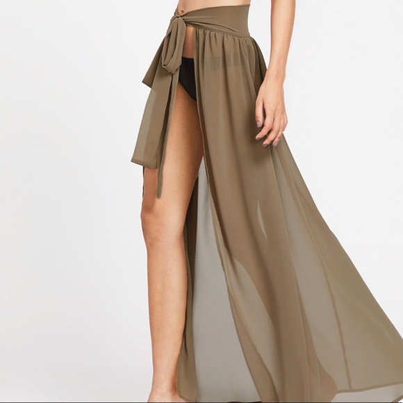 Swimwear sheer cover up skirt khaki - Picture 3 of 4